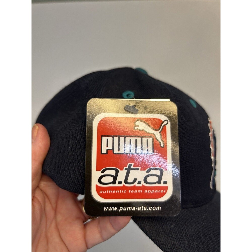 Vintage 90s Miami Dolphins Puma NFL Snapback Hat Navy Blue NOS Logo Cap Football - Picture 7 of 12